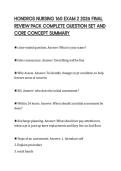 HONDROS NURSING 160 EXAM 2 2026 FINAL&NewLine;REVIEW PACK COMPLETE QUESTION SET AND&NewLine;CORE CONCEPT SUMMARY