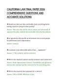 CALIFORNIA LAW FINAL PAPER 2026&NewLine;COMPREHENSIVE QUESTIONS AND&NewLine;ACCURATE SOLUTIONS