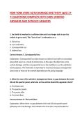 NEW YORK STATE AUTO DAMAGE AND THEFT QUIZ 17-71 QUESTIONS COMPLETE WITH 100&percnt; VERIFIED ANSWERS AND DETAILED ANSWERS