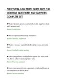 CALIFORNIA LAW STUDY GUIDE 2026 FULL&NewLine;CONTENT QUESTIONS AND ANSWERS&NewLine;COMPLETE SET