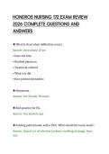 HONDROS NURSING 172 EXAM REVIEW&NewLine;2026 COMPLETE QUESTIONS AND&NewLine;ANSWERS