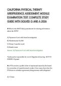 CALIFORNIA PHYSICAL THERAPY&NewLine;JURISPRUDENCE ASSESSMENT MODULE&NewLine;EXAMINATION TEST COMPLETE STUDY&NewLine;GUIDE WITH SOLVED Q AND A 2026
