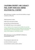 CALIFORNIA PROPERTY AND CASUALTY&NewLine;FINAL SCRIPT PAPER 2026 VERIFIED&NewLine;SOLUTIONS FULL CONTENT