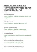 HOSA BOWL MEDICAL MATH TESTS&NewLine;CERTIFICATION TEST PAPER 2026 COMPLETE&NewLine;SOLUTIONS GRADED A PLUS&NewLine;