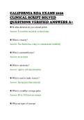 CALIFORNIA RDA EXAMS 2026&NewLine;CLINICAL SCRIPT SOLVED&NewLine;QUESTIONS VERIFIED ANSWERS A&plus;