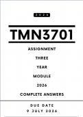 TMN3701 Assignment 3 Answers - Year Module &comma; 2026 &vert;Due Date 9 July 2026