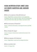 HOSA NUTRITION STUDY SHEET 2026&NewLine;ACCURATE QUESTION AND ANSWER&NewLine;DIGEST&NewLine;