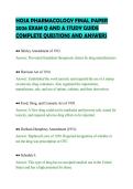 HOSA PHARMACOLOGY FINAL PAPER&NewLine;2026 EXAM Q AND A STUDY GUIDE&NewLine;COMPLETE QUESTIONS AND ANSWERS