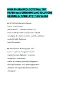 HOSA PHARMACOLOGY FINAL TEST&NewLine;PAPER 2026 QUESTIONS AND SOLUTIONS&NewLine;GRADED A&plus; COMPLETE STUDY GUIDE&NewLine;