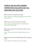 HOSPICE AND PALLIATIVE NURSING&NewLine;CERTIFICATION EVALUATION 2026 FULL&NewLine;QUESTIONS AND SOLUTIONS&NewLine;