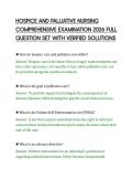 HOSPICE AND PALLIATIVE NURSING&NewLine;COMPREHENSIVE EXAMINATION 2026 FULL&NewLine;QUESTION SET WITH VERIFIED SOLUTIONS&NewLine;