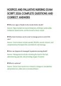 HOSPICE AND PALLIATIVE NURSING EXAM&NewLine;SCRIPT 2026 COMPLETE QUESTIONS AND&NewLine;CORRECT ANSWERS