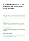 HOSPITALITY MANAGEMENT CUSTOMER&NewLine;RELATIONSHIP AND GUEST EXPERIENCE&NewLine;REVIEW SHEET 2026&NewLine;