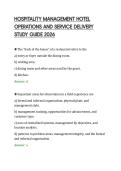 HOSPITALITY MANAGEMENT HOTEL&NewLine;OPERATIONS AND SERVICE DELIVERY&NewLine;STUDY GUIDE 2026