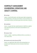 HOSPITALITY MANAGEMENT&NewLine;HOUSEKEEPING OPERATIONS AND&NewLine;QUALITY CONTROL&NewLine;