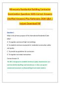 Minnesota Residential Building Contractor &NewLine;Examination Questions With Correct Answers &NewLine;&lpar;Verified Answers&rpar; Plus Rationales 2026 Q&A &vert; &NewLine;Instant Download Pdf 