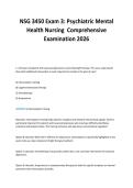 NSG 3450 Exam 3&colon; Psychiatric Mental&NewLine;Health Nursing Comprehensive&NewLine;Examination 2026