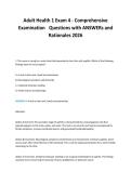 Adult Health 1 Exam 4 - Comprehensive&NewLine;Examination Questions with ANSWERs and&NewLine;Rationales 2026