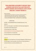 TEXAS REGISTERED ACCESSIBILITY SPECIALIST &lpar;RAS&rpar; &NewLine;LICENSING EXAM 300 ACTUAL QUESTIONS WITH &NewLine;VERIFIED ANSWERS AND RATIONALES LATEST UPDATE &NewLine;2026&sol;2027 &vert; ALREADY GRADED A&plus; 
