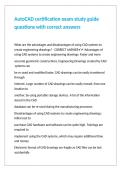 AutoCAD certification exam study guide questions with correct answers