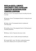 BUSI 300 QUIZ 3 LIBERTY &NewLine;UNIVERSITY TEST PAPER 2026 &NewLine;COMPLETE QUESTIONS WITH &NewLine;VERIFIED ANSWERS