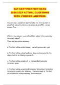 SAP CERTIFICATION EXAM &NewLine;2026&sol;2027 ACTUAL QUESTIONS &NewLine;WITH VERIFIED ANSWERS&period;