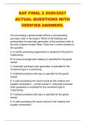SAP FINAL 2 2026&sol;2027 &NewLine;ACTUAL QUESTIONS WITH &NewLine;VERIFIED ANSWERS&period; 