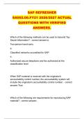 SAP REFRESHER &NewLine;SA002&period;06&period;FY21 2026&sol;2027 ACTUAL &NewLine;QUESTIONS WITH VERIFIED &NewLine;ANSWERS&period; 