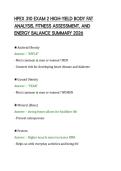 HPEX 310 EXAM 2 HIGH-YIELD BODY FAT&NewLine;ANALYSIS&comma; FITNESS ASSESSMENT&comma; AND&NewLine;ENERGY BALANCE SUMMARY 2026&NewLine;