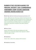BUSINESS ETHICS DECISION MAKING FOR &NewLine;PERSONAL INTEGRITY 2026 COMPREHENSIVE &NewLine;ASSESSMENT SCRIPT SOLVED QUESTIONS &NewLine;ANSWERS UPDATED REVIEW SET