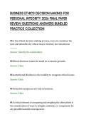 BUSINESS ETHICS DECISION MAKING FOR &NewLine;PERSONAL INTEGRITY 2026 FINAL PAPER &NewLine;REVIEW QUESTIONS ANSWERS BUNDLED &NewLine;PRACTICE COLLECTION 