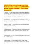 WGU C215 Operations Management Study&NewLine;Guide Questions and Answers &lpar;2026&sol;2027&rpar; &vert;&NewLine;Newest Practice Questions &vert; 100&percnt; Correct&NewLine;Answers &vert; A&plus;