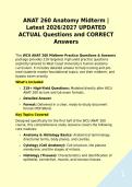 ANAT 260 Anatomy Midterm & Final Exam BUNDLE &vert; Latest 2026&sol;2027 UPDATED ACTUAL Questions and CORRECT Answers