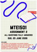 MTE1501 Assignment 2 Memo &vert; Due 25 June 2026
