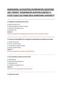 MANAGERIAL ACCOUNTING EXAMINATION QUESTIONS &NewLine;AND CORRECT ANSWER&EXPLANATION&vert;GRADED A&plus; &NewLine;STUDY GUIDE