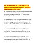 ATI MENTAL HEALTH A EXAM Practice&NewLine;Questions and Answers 2026 &vert; Updated&NewLine;Revision Pack &vert; Grade A&plus;