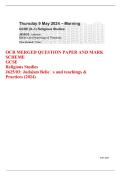 OCR GCSE Religious Studies J625&sol;03 Judaism Beliefs and Teachings and Practice Question Paper and Mark Scheme