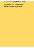Finance Key Ratios and Formulas for Investment Analysis &ndash; Study Guide &ndash; Comprehensive Guide to Financial Ratio Calculations&comma; Valuation Formulas&comma; Return Metrics&comma; Risk Assessment Tools&comma; Portfolio Analysis and Investment Decision-Making &ndash; 2025&sol; 2026 &ndash; 100&percnt; V