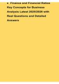Finance and Financial Ratios Key Concepts for Business Analysis Latest 2025&sol; 2026 with Real Data Applications Study Guide &ndash; Comprehensive Guide to Liquidity Ratios&comma; Profitability Metrics&comma; Valuation Techniques&comma; Cash Flow Analysis&comma; Risk Assessment and Real-