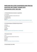 MARYLAND REAL ESTATE SALESPERSON EXAM PRACTICE &NewLine;QUESTIONS AND CORRECT ANSWER WITH &NewLine;EXPLANATION LATEST 2025-2026 