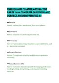 BUSINESS AND FINANCE ACTUAL TEST &NewLine;PAPER 2026 COMPLETE QUESTIONS AND &NewLine;CORRECT ANSWERS VERIFIED A&plus; 