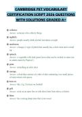 CAMBRIDGE PET VOCABULARY&NewLine;CERTIFICATION SCRIPT 2026 QUESTIONS&NewLine;WITH SOLUTIONS GRADED A&plus;