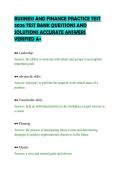BUSINESS AND FINANCE PRACTICE TEST &NewLine;2026 TEST BANK QUESTIONS AND &NewLine;SOLUTIONS ACCURATE ANSWERS &NewLine;VERIFIED A&plus;