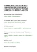 CAMPBELL BIOLOGY 9 BY JANE REECE&NewLine;CERTIFICATION EVALUATION 2026 FULL&NewLine;QUESTIONS AND CORRECT ANSWERS