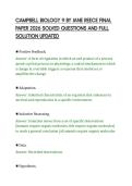 CAMPBELL BIOLOGY 9 BY JANE REECE FINAL&NewLine;PAPER 2026 SOLVED QUESTIONS AND FULL&NewLine;SOLUTION UPDATED
