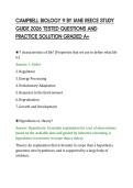 CAMPBELL BIOLOGY 9 BY JANE REECE STUDY&NewLine;GUIDE 2026 TESTED QUESTIONS AND&NewLine;PRACTICE SOLUTION GRADED A&plus;