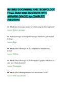 BUSINESS DOCUMENTS AND TECHNOLOGY &NewLine;EXAM SCRIPT 2026 TEST PAPER &NewLine;QUESTIONS AND SOLUTIONS GRADED A&plus; 