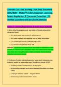 Colorado Car Sales Mastery Exam Prep Document &NewLine;2026&sol;2027 &vert; Motor Vehicle Salesperson Licensing&comma; &NewLine;Dealer Regulations & Consumer Protection &vert; 50 &NewLine;Verified Questions with Detailed Rationales &NewLine; &NewLine;Section 1&colon; Licensing Requirements & Dealer Board Authori