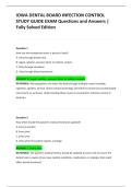 IOWA DENTAL BOARD INFECTION CONTROL STUDY GUIDE EXAM Questions and Answers &vert; Fully Solved Edition