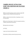 CAMPBELL BIOLOGY ACTUAL EXAM&NewLine;SCRIPT 2026 QUESTIONS AND SOLUTIONS&NewLine;GRADED A&plus;